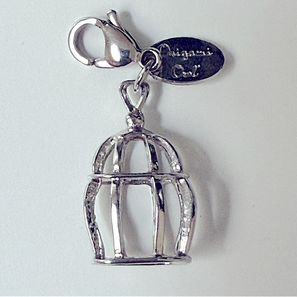 🪽Silver Bird Cage Origami Owl Living Lockets Lobster Clasp Dangle
